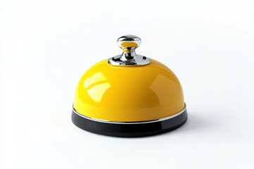 shiny yellow service bell isolated on white background