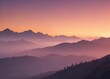 © Momay - Misty mountains bathed in ombre sunset, sky gradient , peaceful, view, red