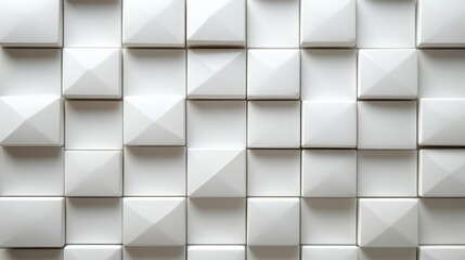 Poster - Captivating Geometric Harmony: An Abstract White Cube Mosaic for Modern Design and Elegant Backgrounds and Texture with Pyramid Accents and Refined Visuals