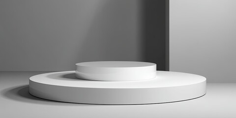 Aufkleber - White Round Display Platform on Minimalistic Background for Product Presentation and Visual Merchandising in Studio Environment