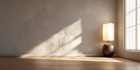 Aufkleber - Soft Shadows and Gentle Light Create Artistic Patterns on Neutral Wall in Minimalist Contemporary Interior Design Setting