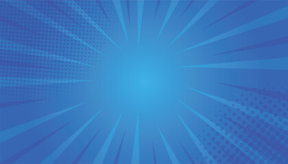 Aufkleber - Comic book background. abstract blue comic zoom background. vintage backdrop for comic superhero. halftone dotted print. vector illustration