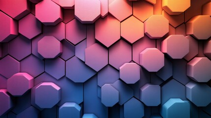 Fototapete - Abstract Geometric Background with a Dynamic Gradient of Vivid Octagons Arranged in a Modern Mosaic Pattern