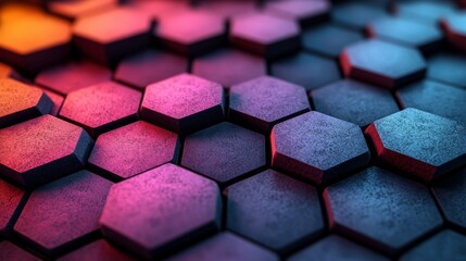 Poster - Abstract Geometric Texture Background with Hexagonal Tiles and Gradient Lighting Creates a Mesmerizing Visual Effect