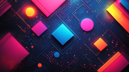 Fototapete - Vibrant Geometric Abstraction with Dynamic Lines and Pointillist Textures creating a modern and engaging design, excellent for digital backgrounds