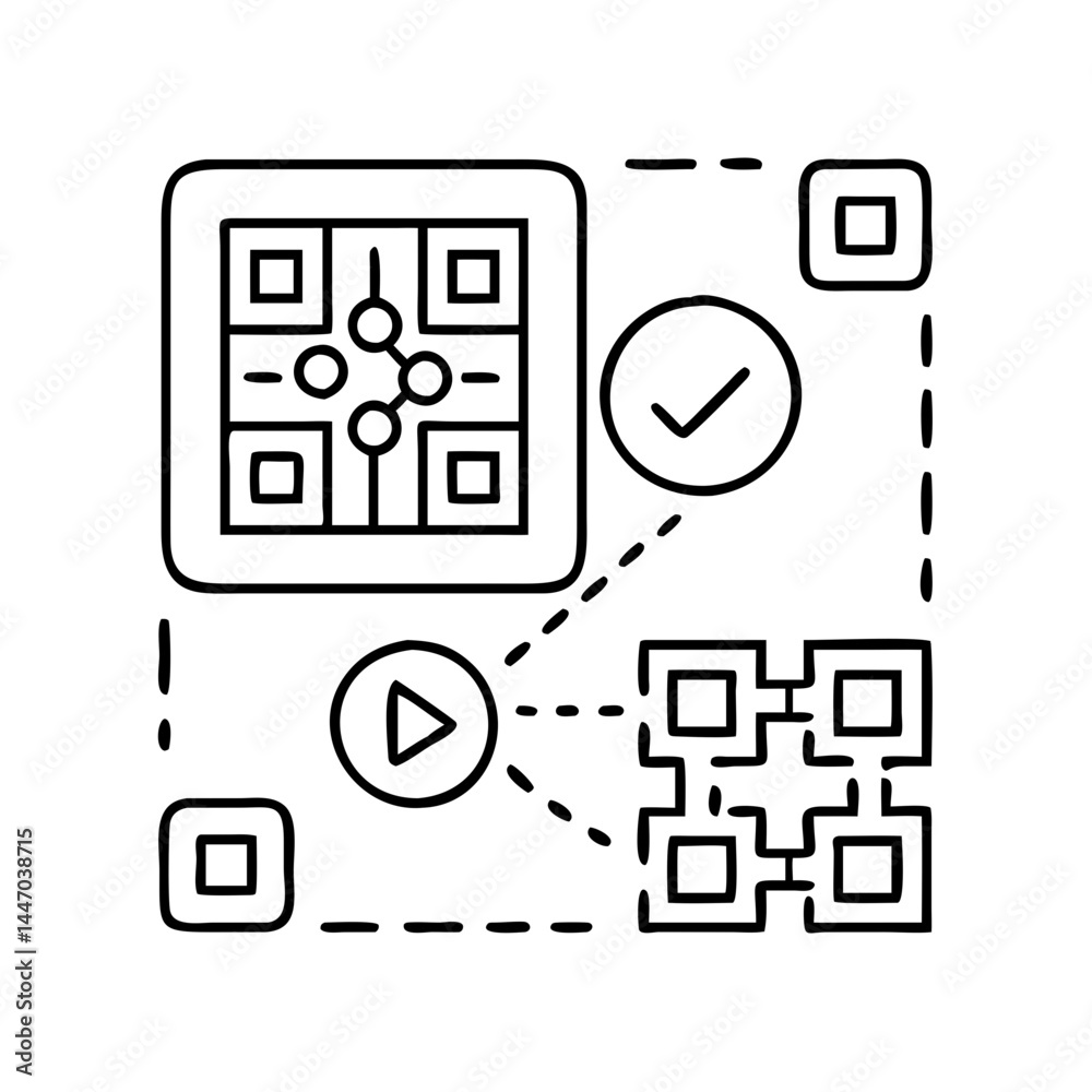 Lining Qr Code Image qr code with share icon, qr code with share line art - simple line art ...