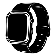 Poster - Smartwatch vector illustration black and white design for technology and wearable devices product design isolated on transparent background