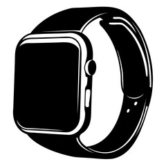 Poster - Smartwatch vector illustration of wearable tech device for fitness tracking and communication needs today isolated on transparent background