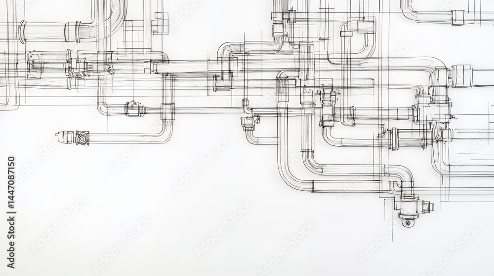 Process Piping Layout Example Detailed schematic of industrial piping system showcasing connections ...