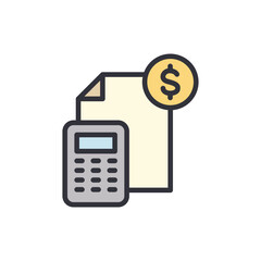 Poster - Financial report colored icons, minimalist vector illustration ,simple transparent graphic element .Isolated on white background