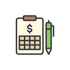 Poster - Financial report colored icons, minimalist vector illustration ,simple transparent graphic element .Isolated on white background