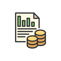 Poster - Financial report colored icons, minimalist vector illustration ,simple transparent graphic element .Isolated on white background