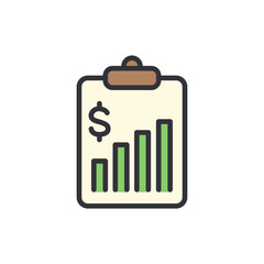 Poster - Financial report colored icons, minimalist vector illustration ,simple transparent graphic element .Isolated on white background