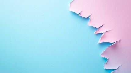 Fototapete - A close-up view showcases a single piece of torn paper with jagged edges against a muted pastel backdrop, emphasizing an artistic and minimalist aesthetic