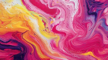 Poster - Vibrant Abstract Swirl of Modern Acrylic Paint in Bright Colors
