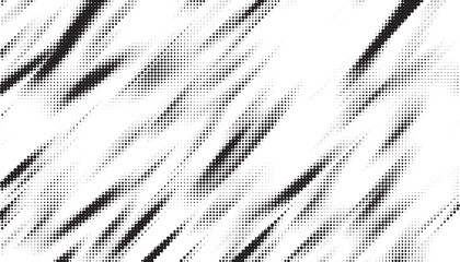 Aufkleber - Grunge halftone gradient background. Faded grit noise texture. White and black sand wallpaper. Retro pixelated backdrop. Anime or manga style comic overlay. Vector graphic design textured template