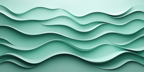 Poster - Abstract wave patterns in soothing mint green tones for modern design.