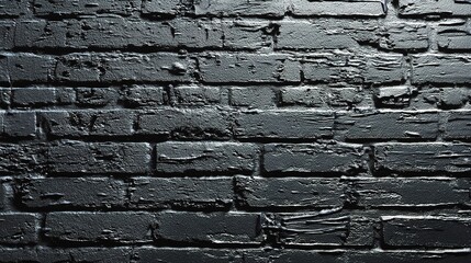 Poster - Grungy Black Painted Brick Wall with Realistic Surface Texture
