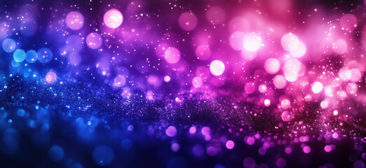 Poster - Colorful bokeh background with sparkling lights in purple, pink, and blue hues.