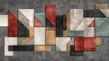 Poster - Abstract Retro Ceramic Tile Pattern with Geometric Shapes