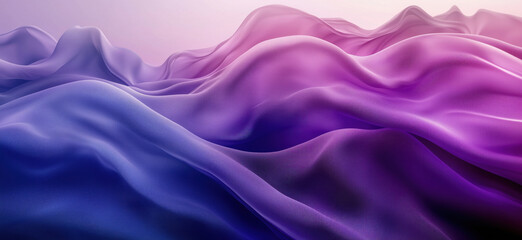 Poster - abstract flowing waves in purple and blue hues creating a serene landscape.