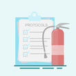 © Thiar - Fire Fighting Equipment, Protocols and Procedures, Fire Alarm Systems. Fire Safety Training, Fire Safety Protocols with Checklists. Modern Flat Style.