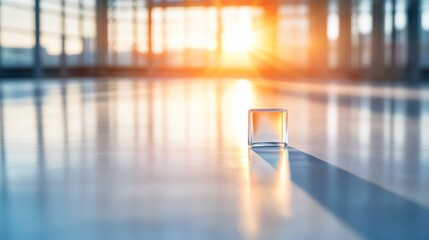 Leinwandbilder - Sunlight streams through a glass prism, casting vibrant rainbow patterns and soft shadows on a white surface in a serene indoor setting