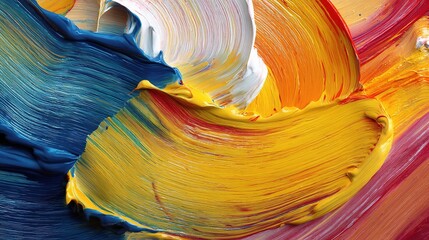Poster - Vibrant Artistic Paint Strokes in Primary Colors for Wallpaper