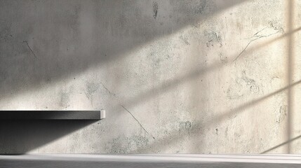 Poster - Minimalist Concrete Kitchen Wall with Soft Shadows and Textures