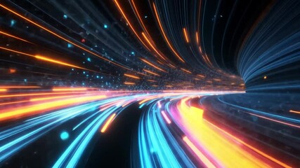 Poster - abstract colorful light tunnel