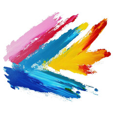 Poster - Colorful painted arrow design on blue surface with Transparent background showcasing vibrant brush strokes, colorful painted arrow on a blue surface, PNG background