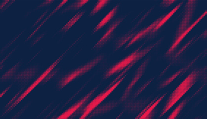 Poster - Grunge halftone gradient background. Faded grit noise texture. Red and blue sand wallpaper. Retro pixelated backdrop. Anime or manga style comic overlay. Vector graphic design textured template	