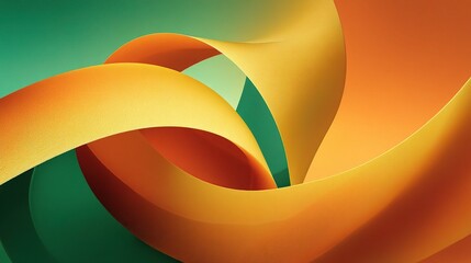 Poster - Abstract Curving Plastic Sheets in Vibrant Yellow and Orange Design