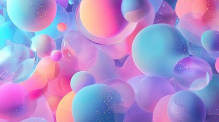 Poster - Abstract Neon Bubble Patterns in Vibrant Colors and Soft Glow