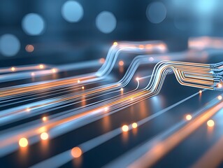 Aufkleber - Modern Abstract Circuitry Design with Glowing Light Effect