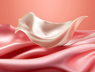 Aufkleber - Elegant White Fabric Bowl on Soft Pink Smooth Surface Background