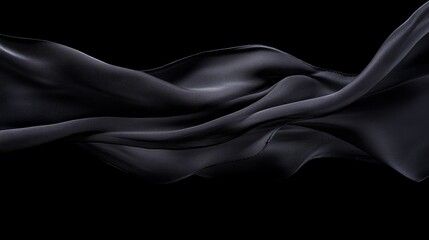 Poster - Translucent silk scarf floats gently in midair, its soft edges illuminated by hidden light, creating a captivating display of fluidity and elegance against darkness