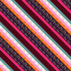 Wall Mural - beautiful seamless patchwork pattern with solid and floral diagonal stripes. elegant print for fabri