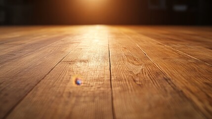 Leinwandbilder - Aged wooden surface showcases deep grain textures and cracks, illuminated by soft light that enhances its rustic charm in a dark setting