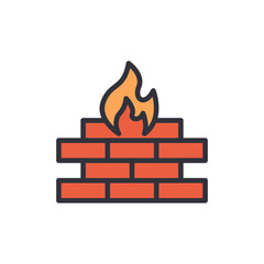 Poster - Firewall colored icons, minimalist vector illustration ,simple transparent graphic element .Isolated on white background