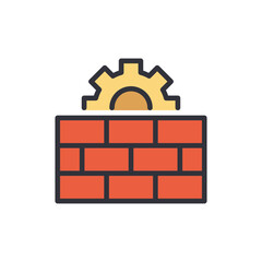 Poster - Firewall colored icons, minimalist vector illustration ,simple transparent graphic element .Isolated on white background