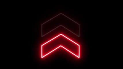 Poster - Glowing neon red arrow directional icon animation. Abstract neon flash lightning arrow loading animation