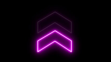 Poster - Glowing neon two color arrow up directional icon animation. Abstract neon flash lightning arrow uploading animation