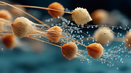 Poster - Abstract Image of Floating Organic Forms with Water Bubbles