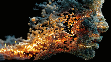 Poster - Abstract Representation of Human Face Made of Colorful Particles