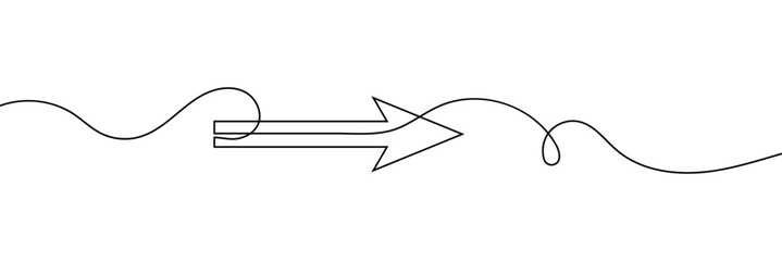 Poster - arrow pointing right, line continuous drawing vector. one line arrow pointing right, vector backgrou