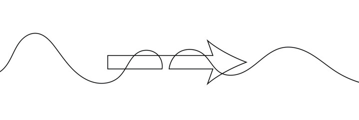 Poster - arrow pointing right, line continuous drawing vector. one line arrow pointing right, vector backgrou