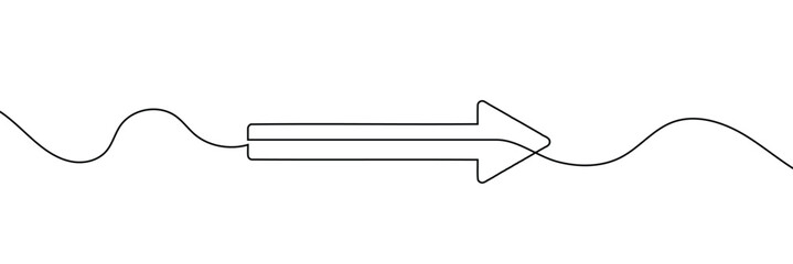 Poster - arrow pointing right, line continuous drawing vector. one line arrow pointing right, vector backgrou