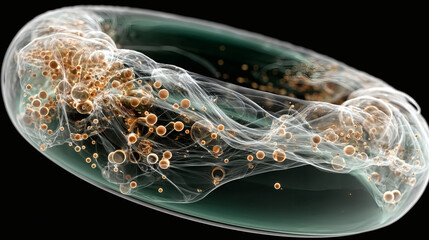 Poster - Abstract Visualization of Swirling Particles in a Dynamic Sphere