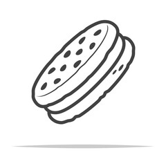 Wall Mural - cream sandwich cookie outline icon transparent vector isolated